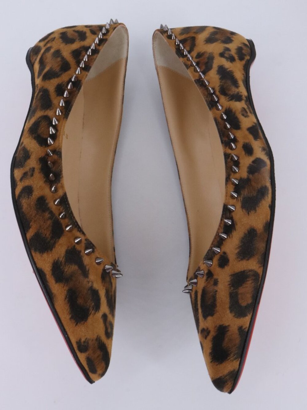 christian louboutin 36.5 leopard print anjalina flat kitty spiked flat D268 - Picture 14 of 16